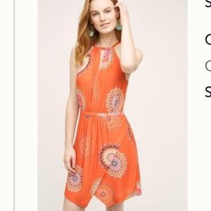 Orange halter dress with tie back neckline